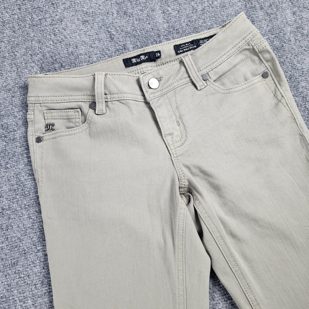 Miss Me Women's 24 Easy Ankle Skinny Jeans Olive Sage Green Military Surplus - Picture 2 of 11